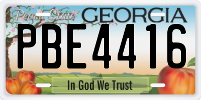 GA license plate PBE4416