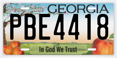 GA license plate PBE4418