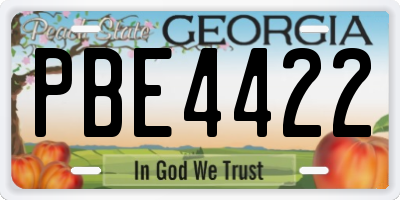 GA license plate PBE4422