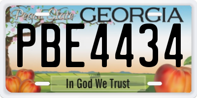 GA license plate PBE4434