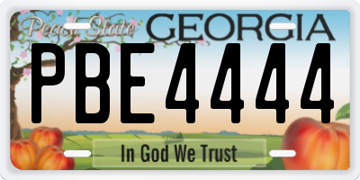 GA license plate PBE4444