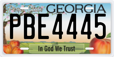 GA license plate PBE4445