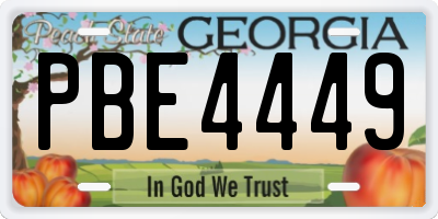 GA license plate PBE4449