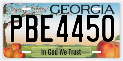 GA license plate PBE4450