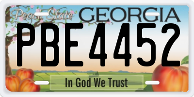 GA license plate PBE4452