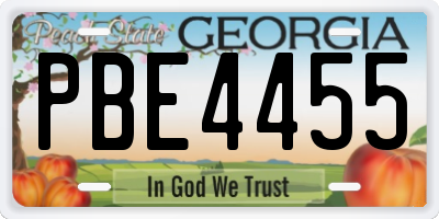 GA license plate PBE4455