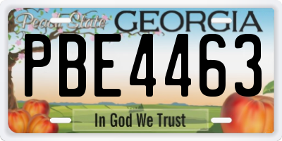 GA license plate PBE4463