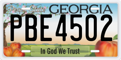 GA license plate PBE4502