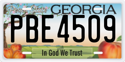 GA license plate PBE4509