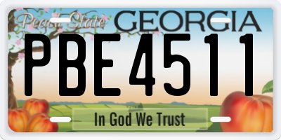 GA license plate PBE4511
