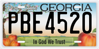 GA license plate PBE4520