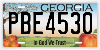 GA license plate PBE4530