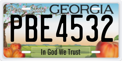 GA license plate PBE4532