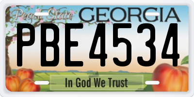 GA license plate PBE4534