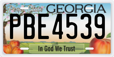 GA license plate PBE4539