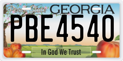 GA license plate PBE4540