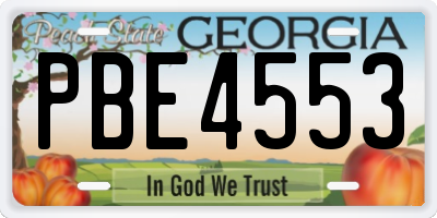 GA license plate PBE4553