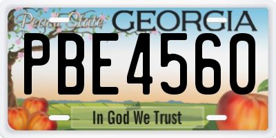 GA license plate PBE4560