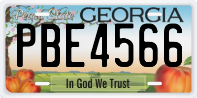 GA license plate PBE4566