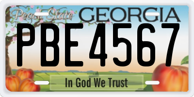GA license plate PBE4567