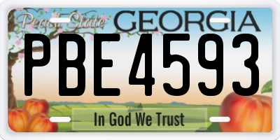 GA license plate PBE4593