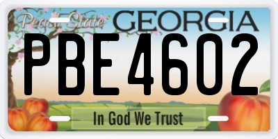 GA license plate PBE4602