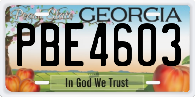 GA license plate PBE4603