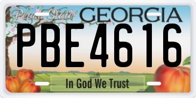 GA license plate PBE4616