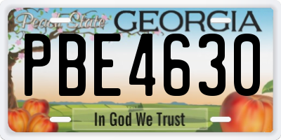 GA license plate PBE4630