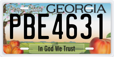 GA license plate PBE4631
