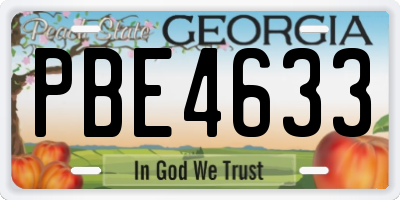 GA license plate PBE4633