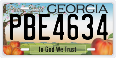 GA license plate PBE4634