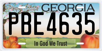 GA license plate PBE4635