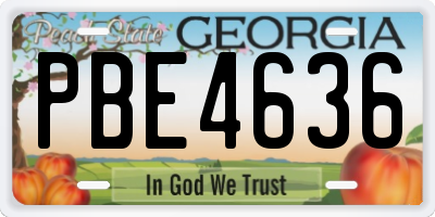 GA license plate PBE4636