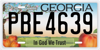 GA license plate PBE4639