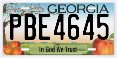 GA license plate PBE4645