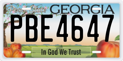 GA license plate PBE4647