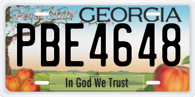 GA license plate PBE4648