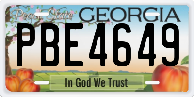 GA license plate PBE4649
