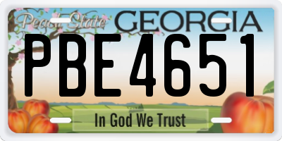 GA license plate PBE4651