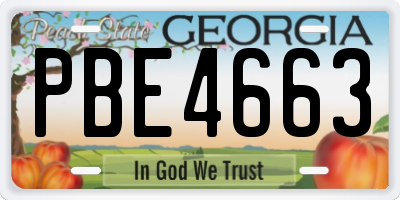 GA license plate PBE4663