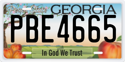 GA license plate PBE4665