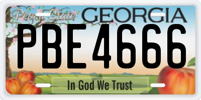 GA license plate PBE4666