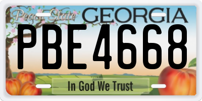 GA license plate PBE4668