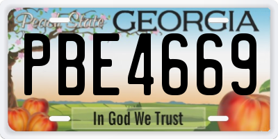 GA license plate PBE4669