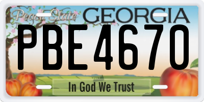 GA license plate PBE4670
