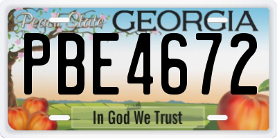 GA license plate PBE4672