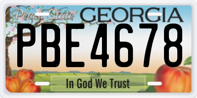GA license plate PBE4678