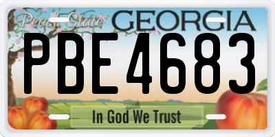 GA license plate PBE4683