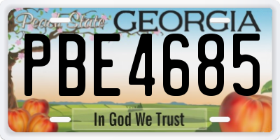 GA license plate PBE4685
